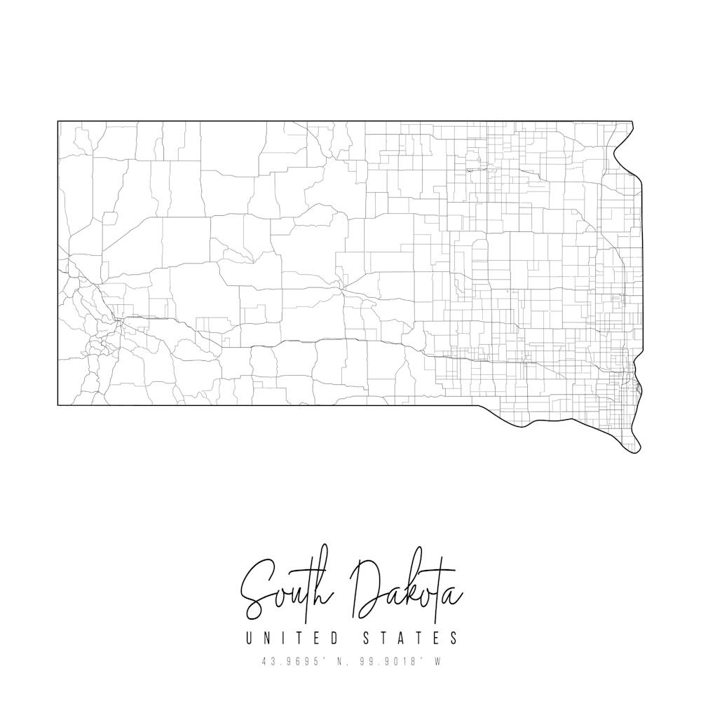 South Dakota Minimal Street Map Square