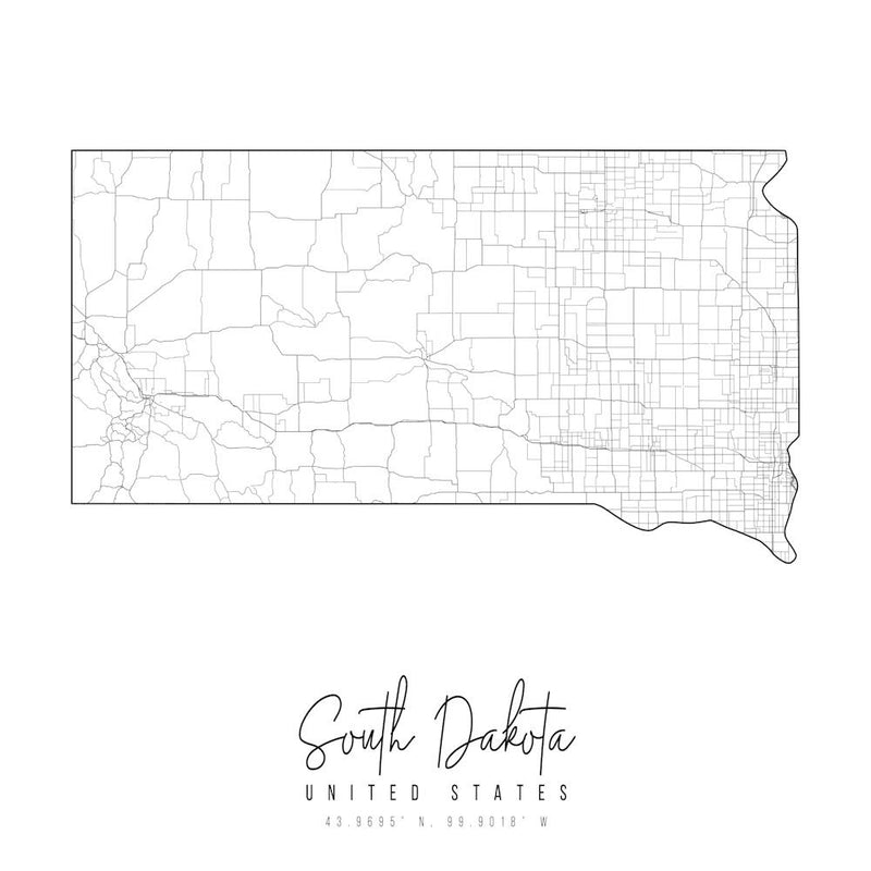 South Dakota Minimal Street Map Square