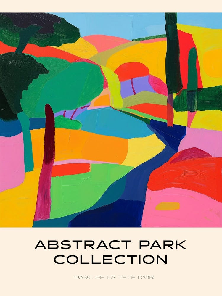 Abstract Park Collection Poster Parc De La Tete D Or Lyon France 1