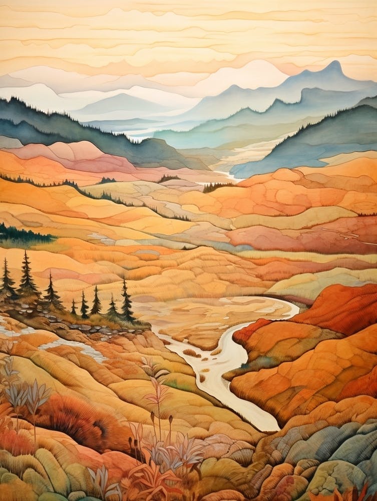 Autumn National Park Painting Olympic National Park Usa 1