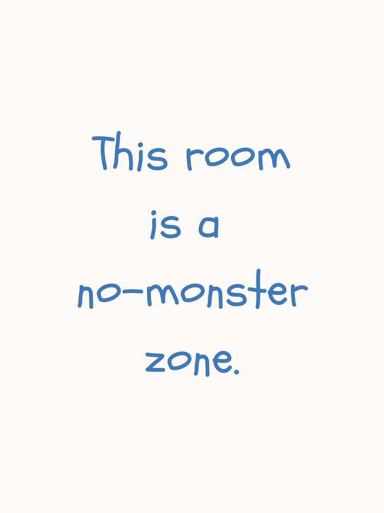 This Room Is A No Monster Zone Blue Quote Poster