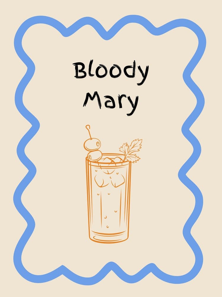 Bloody Mary Doodle Poster Blue & Orange