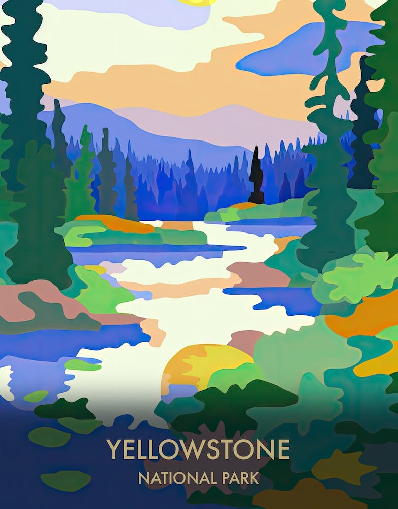 Yellowstone National Park Reiseposter Matisse-Stil 7