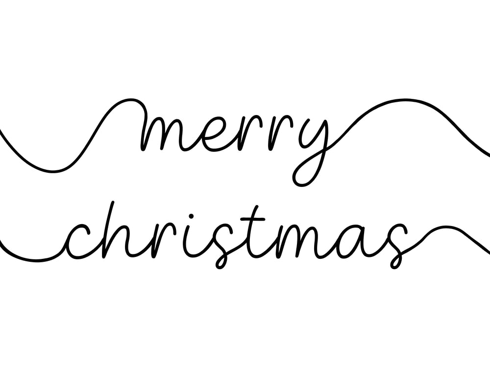 Merry Christmas Script Black and White 1