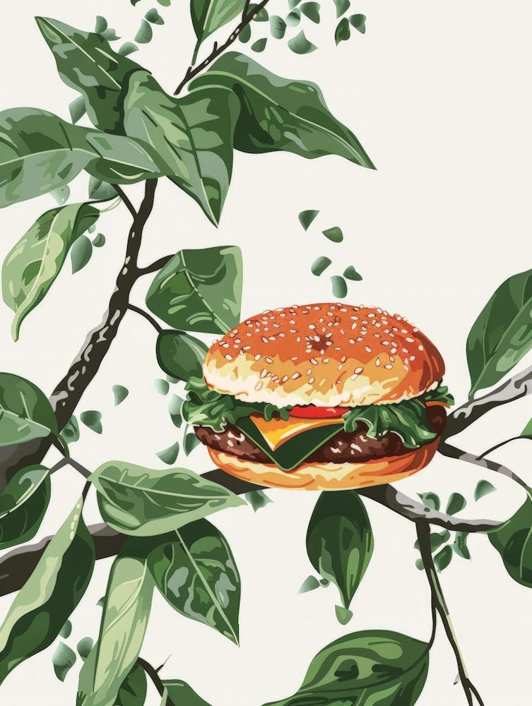 Burger On A Tree Branch