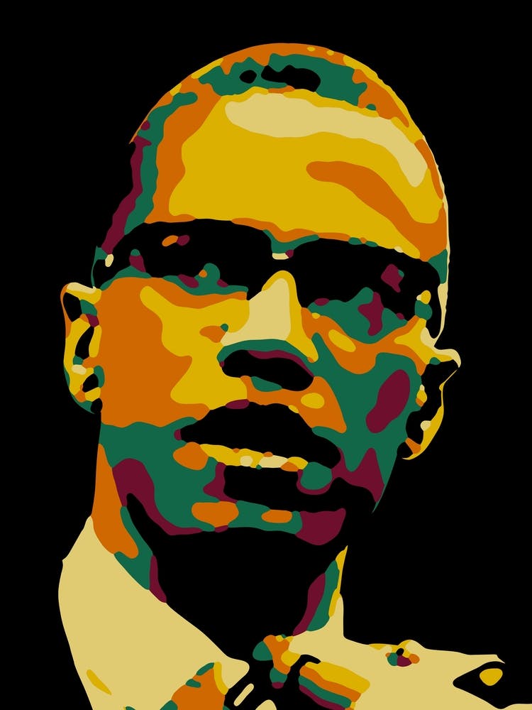 Malcolm X in Colorful Abstract Pop Art Illustration 1