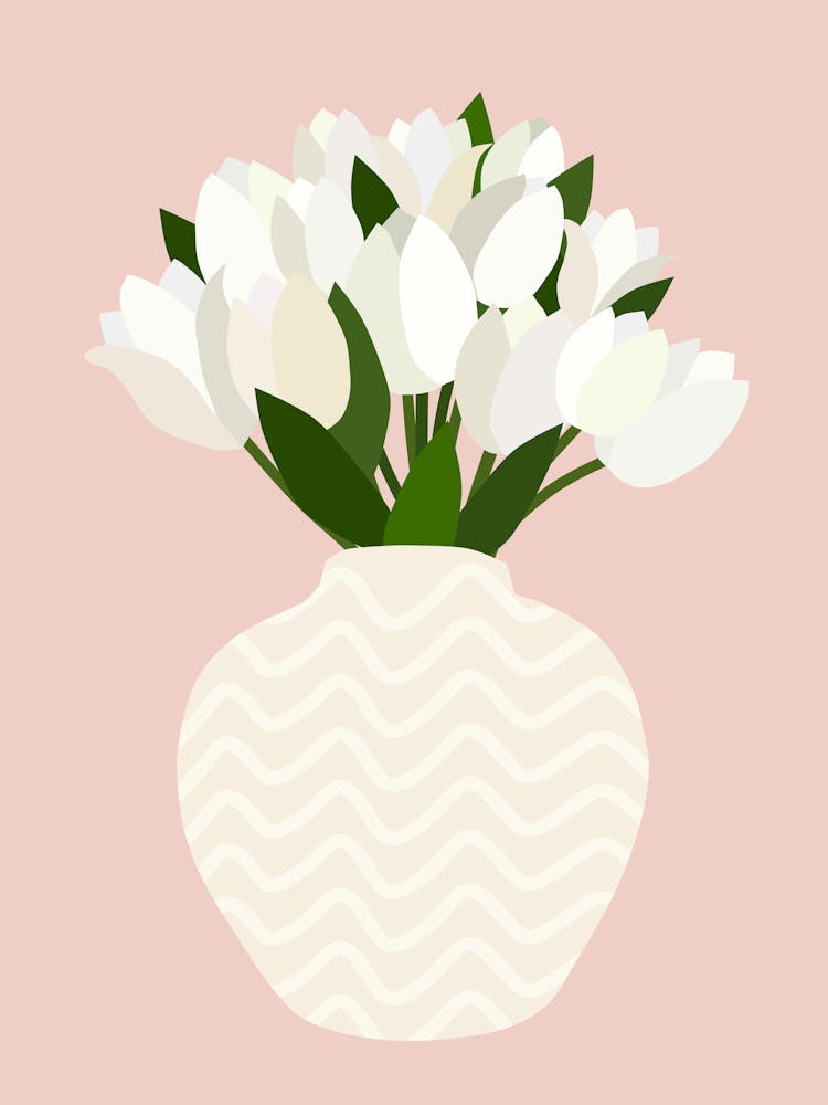 Tulip Arrangement - Floral Vase White Flowers