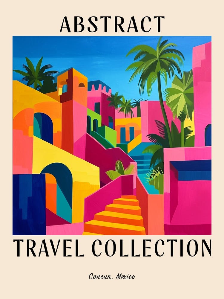 Abstract Travel Collection Poster Cancun Mexico 2