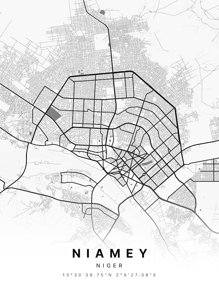 Niamey Niger White Map