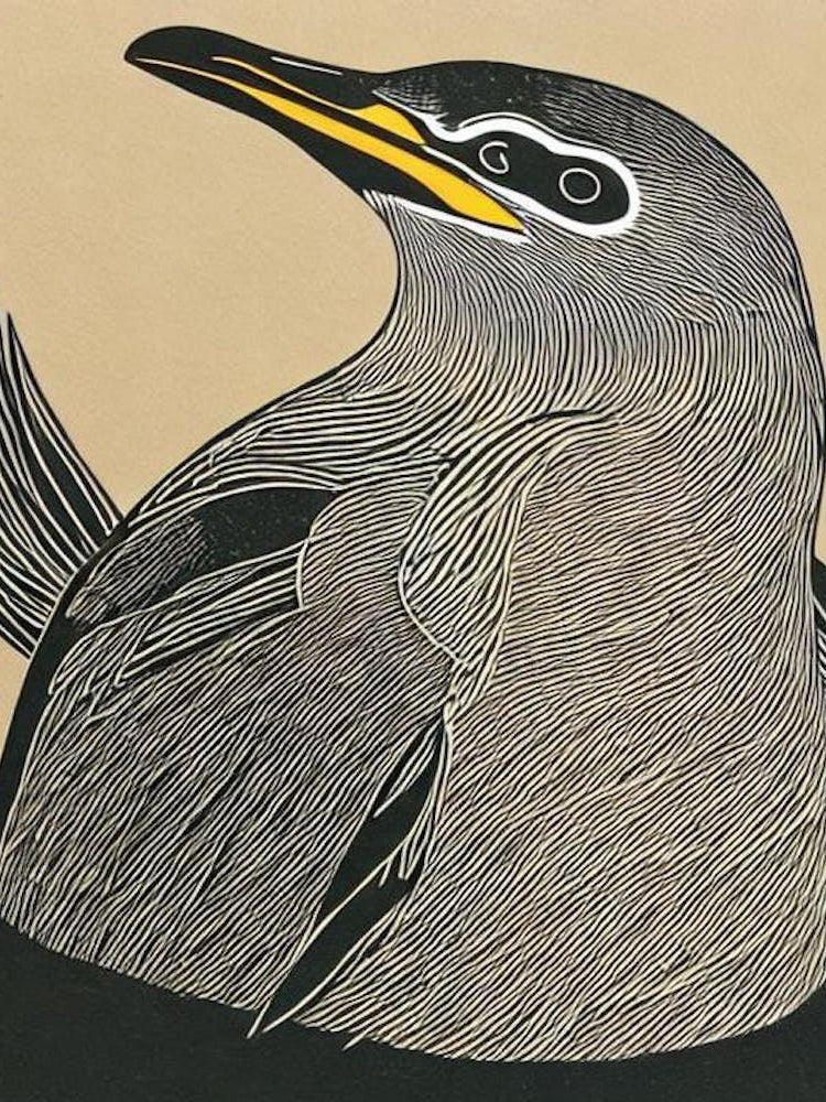 Galapagos Penguin Linocut