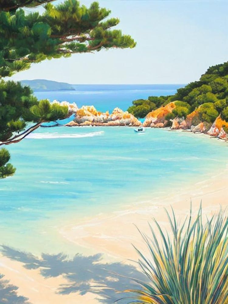 Voutoumi Beach, Antipaxos, Greece Contemporary Illustration 1