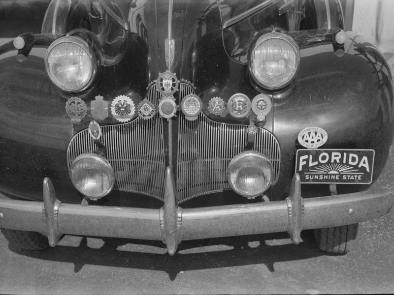 Insignias On Tourist S Car Seen In Silver City, New Mexico By Russell Lee