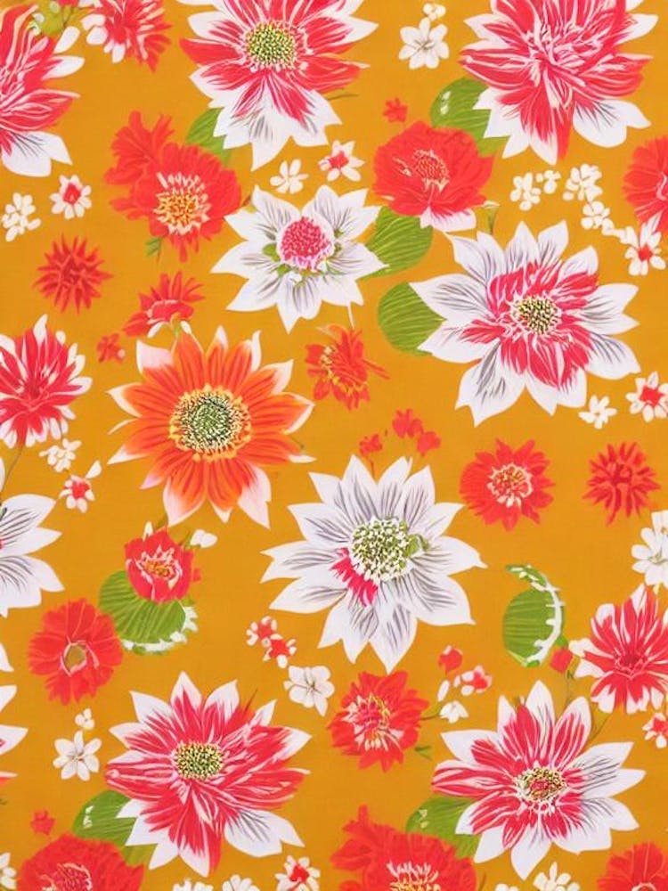 Cactus Flower Floral Print Warm Tones 2 Flower