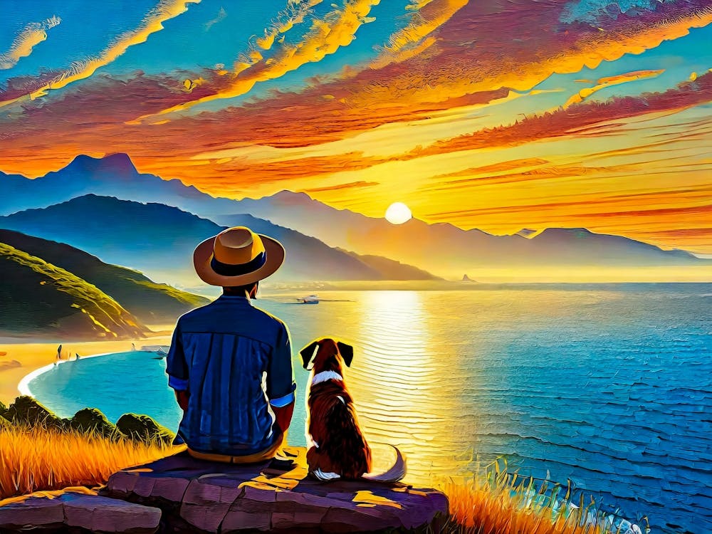Sunset With Dog