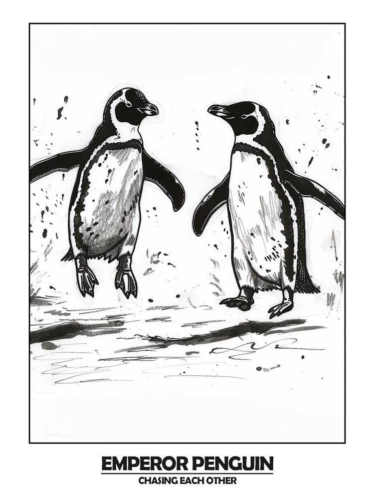 Penguin Chasing Eachother Poster 2