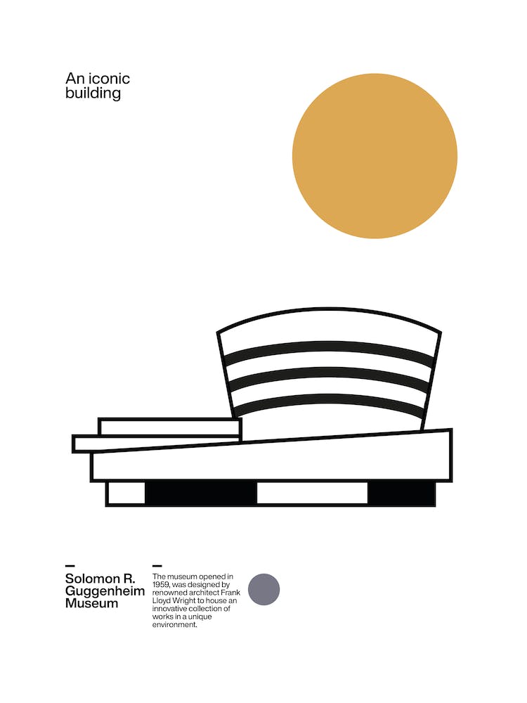 Guggenheim Frank Lloyd Wright NY Minimalist Graphic Poster