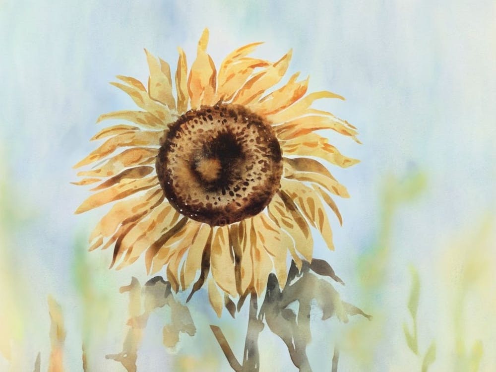 Watercolor Sunflower, Art Painting