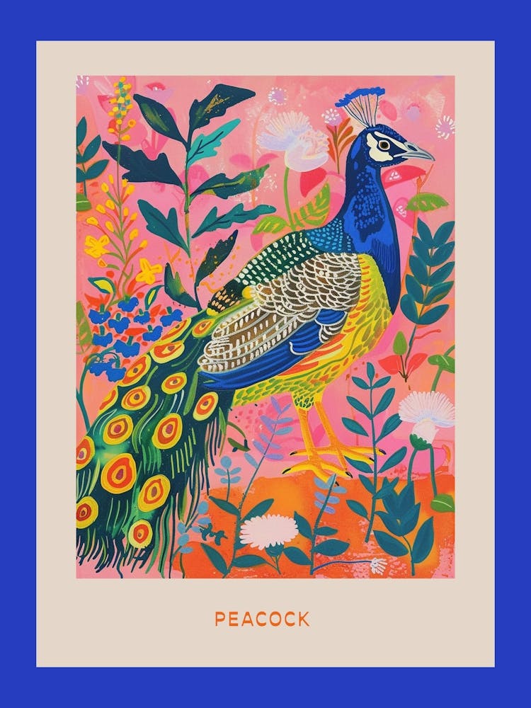 Spring Birds Poster Peacock 6