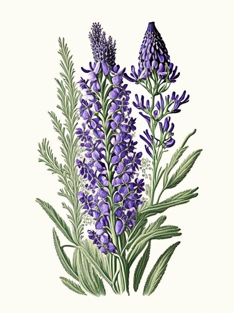Lavender Wildflower Vintage Botanical 1