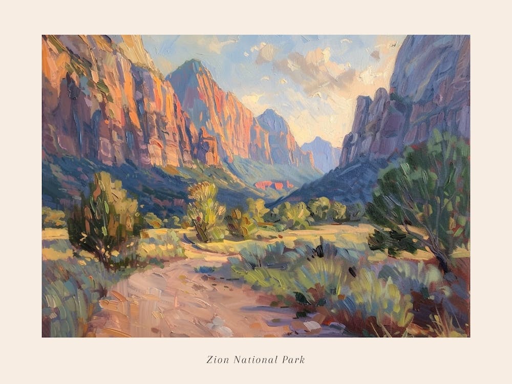 Western Sunset Landscapes Zion National Park Utah 1 Poster