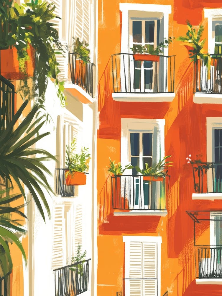 Orange Apartment Building