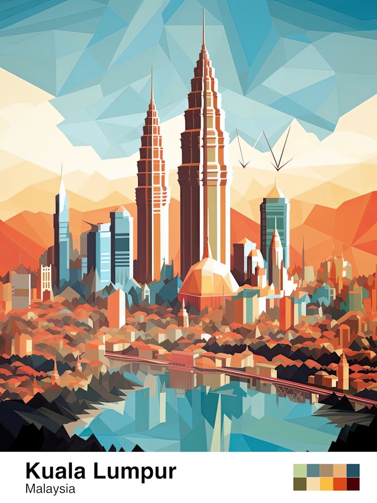 Kuala Lumpur, Malaysia, Geometric Illustration 4 Poster
