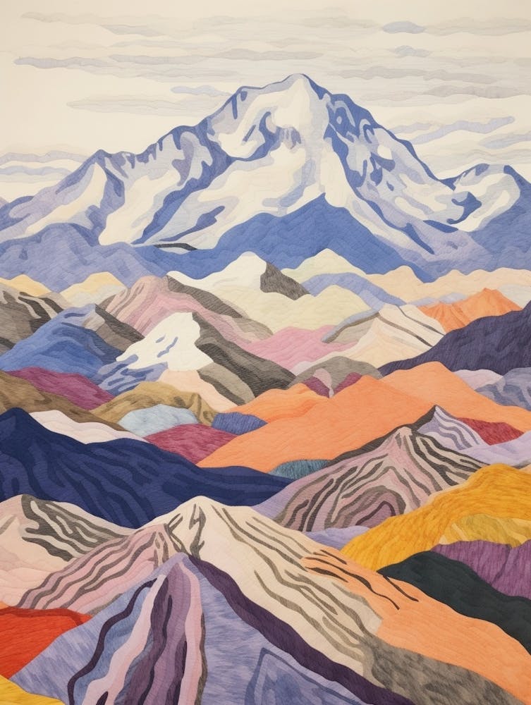 Mount Elbrus Russia 2 Colourful Mountain Illustration