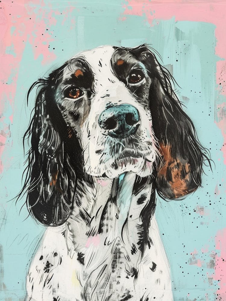 Pastel Watercolour Irish Setter Dog Line Illustration 2
