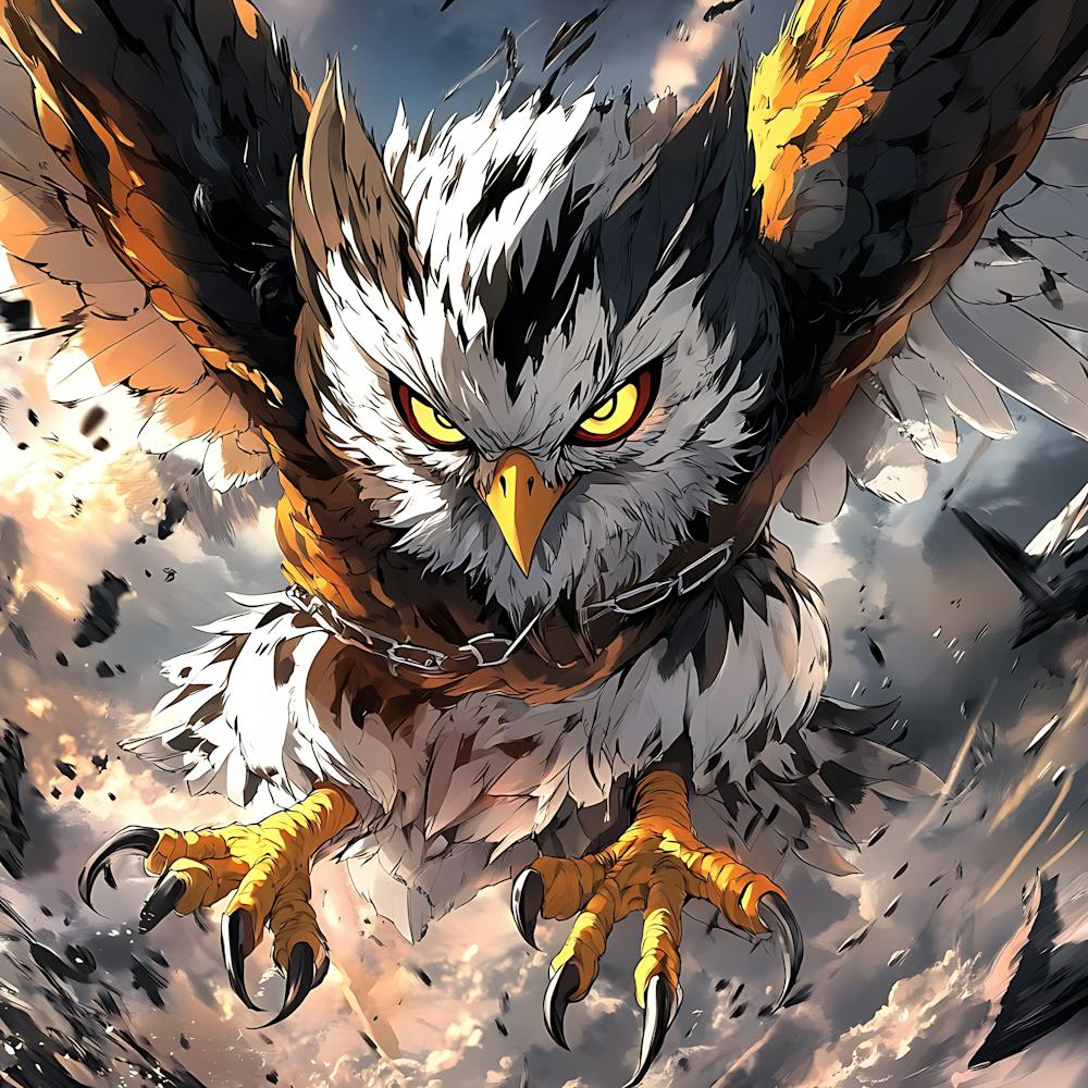 Aggressive Anime-Eulen Kunstwerk Gemälde 10