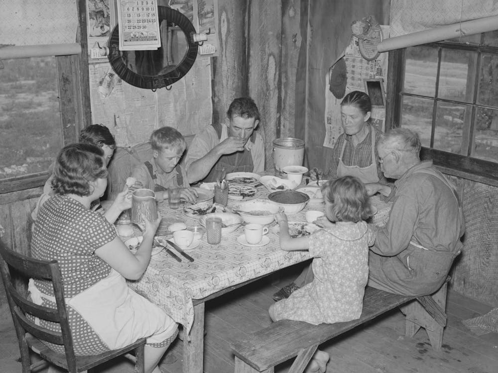 Sharecropper S Family At Midday Meal, Southeast Missouri Farms By Russell Lee