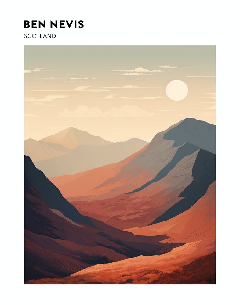 Ben Nevis Scotland 2 Hiking Trail Landscape Poster