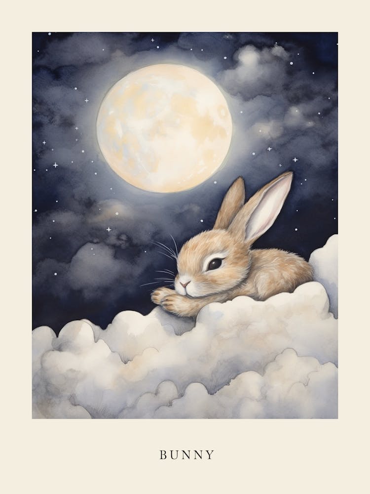 Sleeping Baby Bunny 4 Nursery Poster