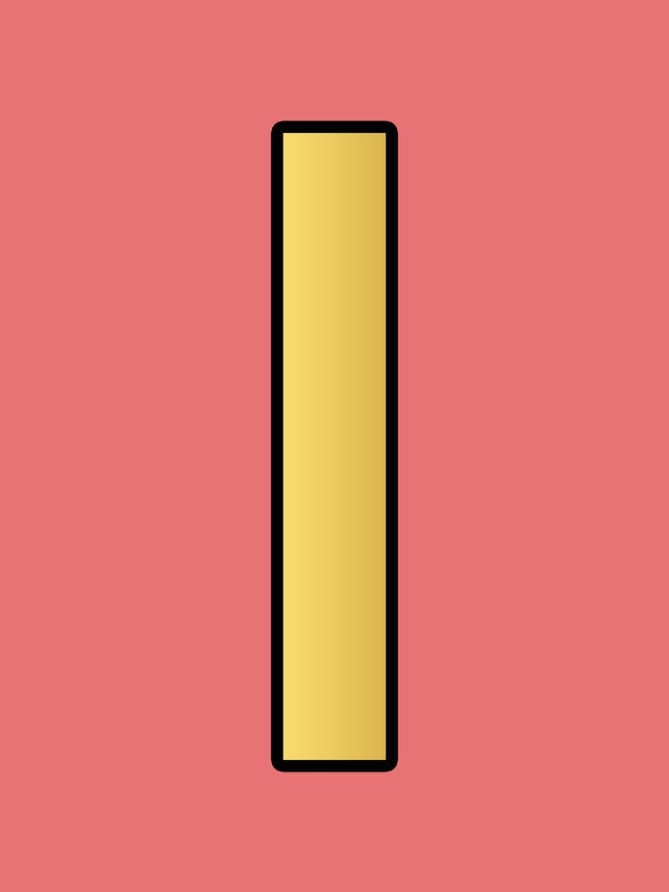 Letter I Gold Alphabet Pink