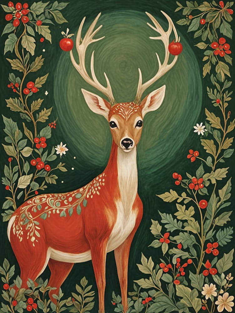 Botanical Christmas Deer