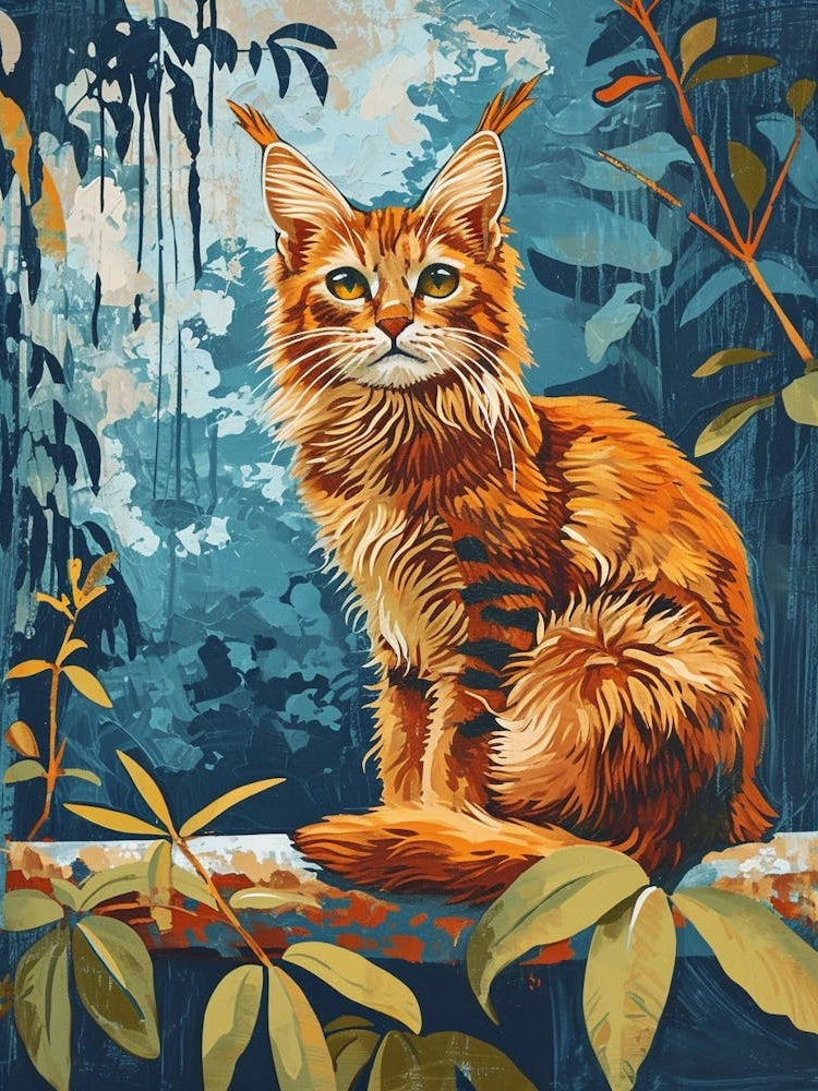 Somali Cat Relief Illustration 3
