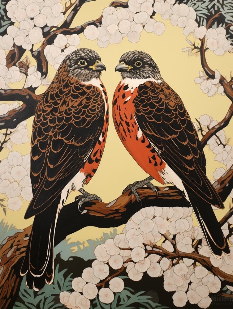 Art Nouveau Birds Poster Falcon 7