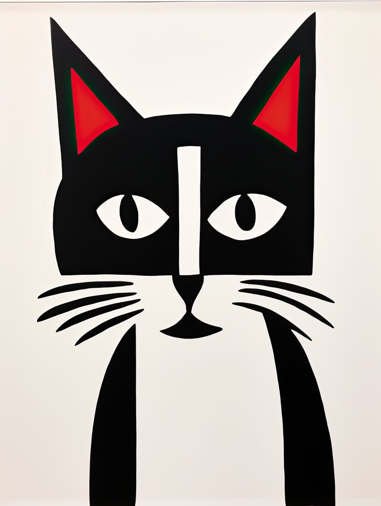 Artful Meowmetry: Cubist Minimalism with a Feline Flair