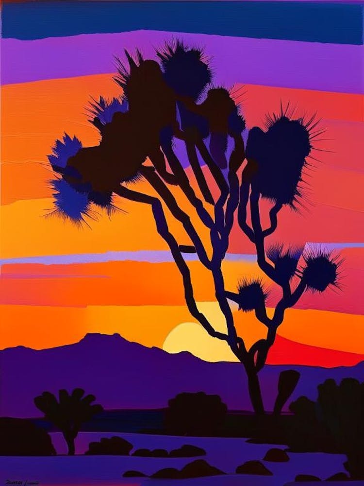 Abstract Sunrise With Desert Cactus