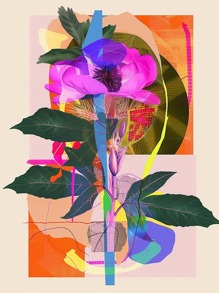 Flax Flower 3 Neon Flower Collage