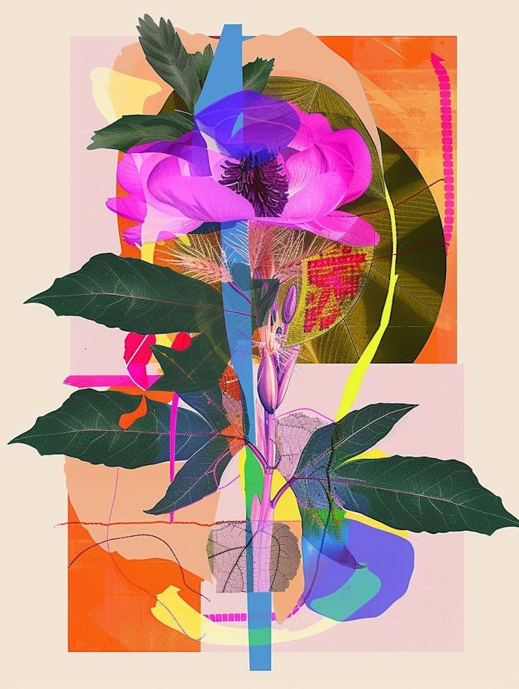 Flax Flower 3 Neon Flower Collage