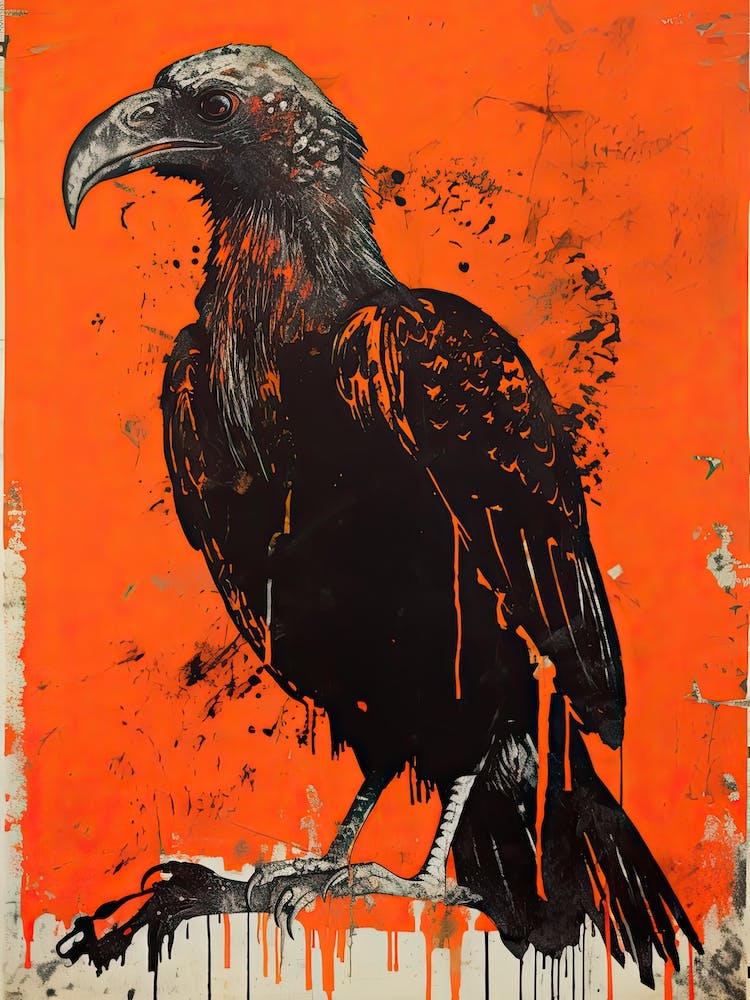 Vulture, Woodblock Animal Drawing 3