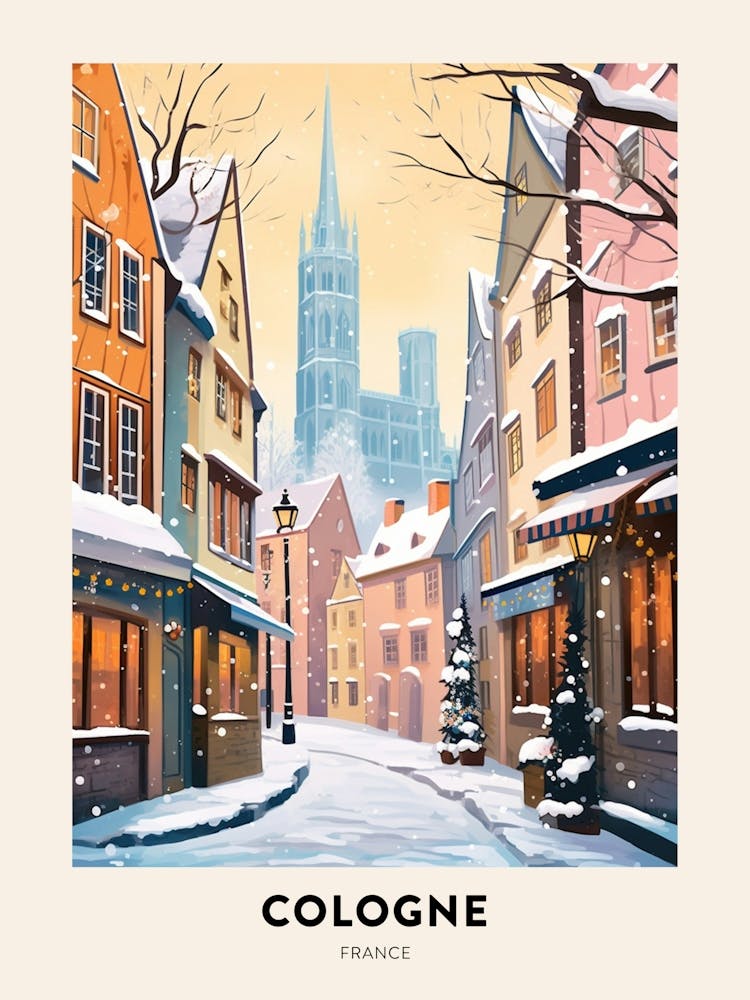 Vintage Winterreise-Poster Köln Frankreich 2