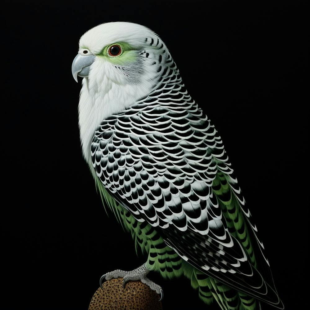 Ohara Koson Inspired Bird Painting Budgerigar 1 Square