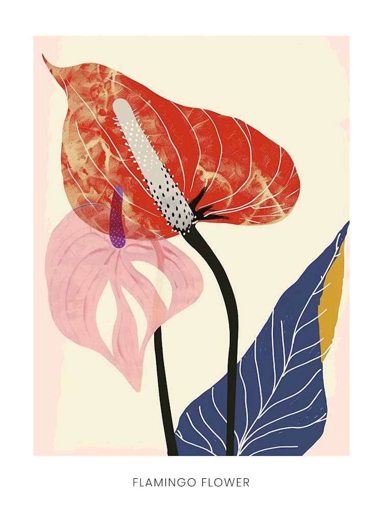 Colourful Flower Illustration Poster Flamingo Flower 1