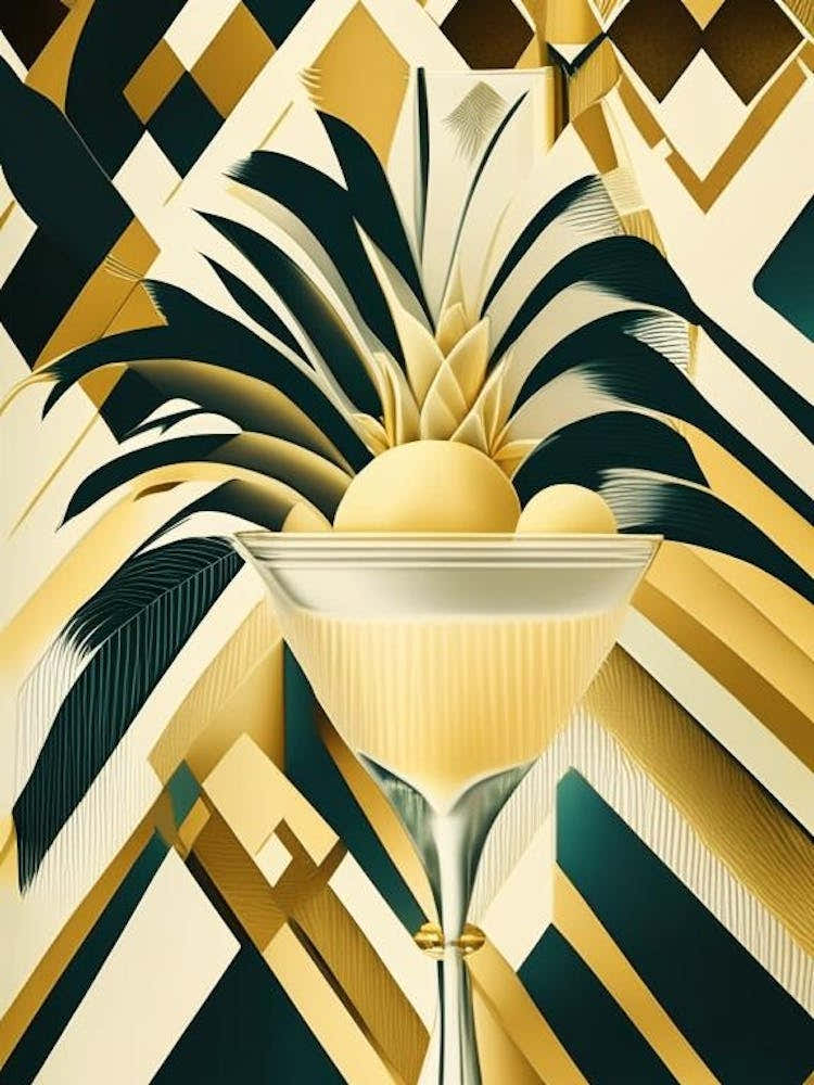 Piña Colada Cocktail Poster Art Deco Cocktail Poster