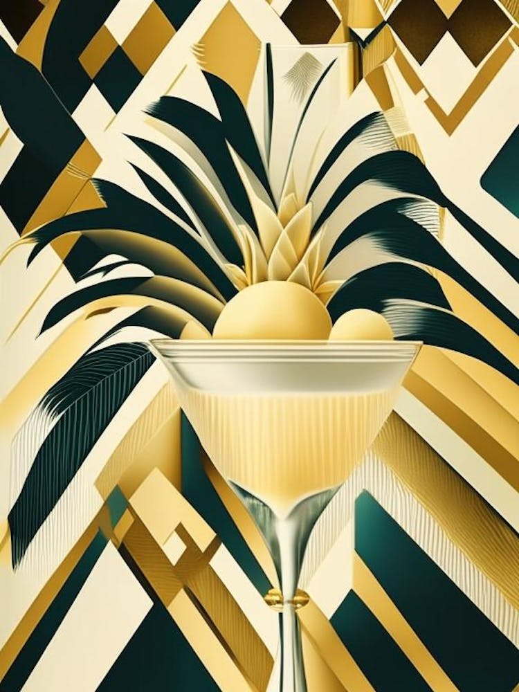 Piña Colada Cocktail Poster Art Deco Cocktail Poster