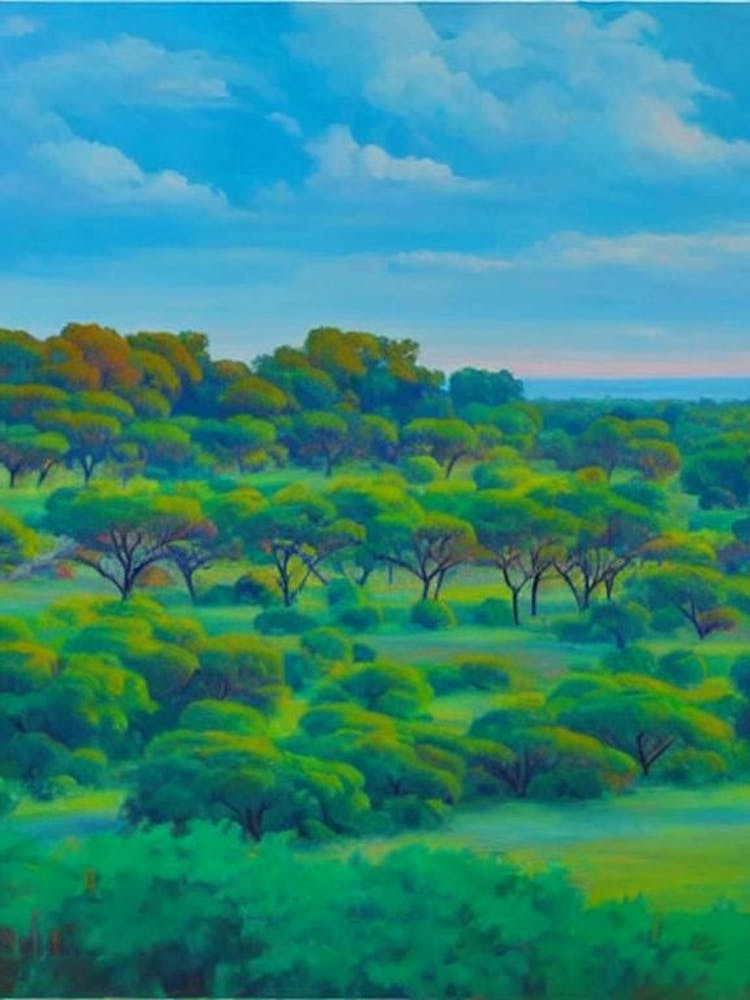 Yala National Park Sri Lanka Blue Oil Painting 1 