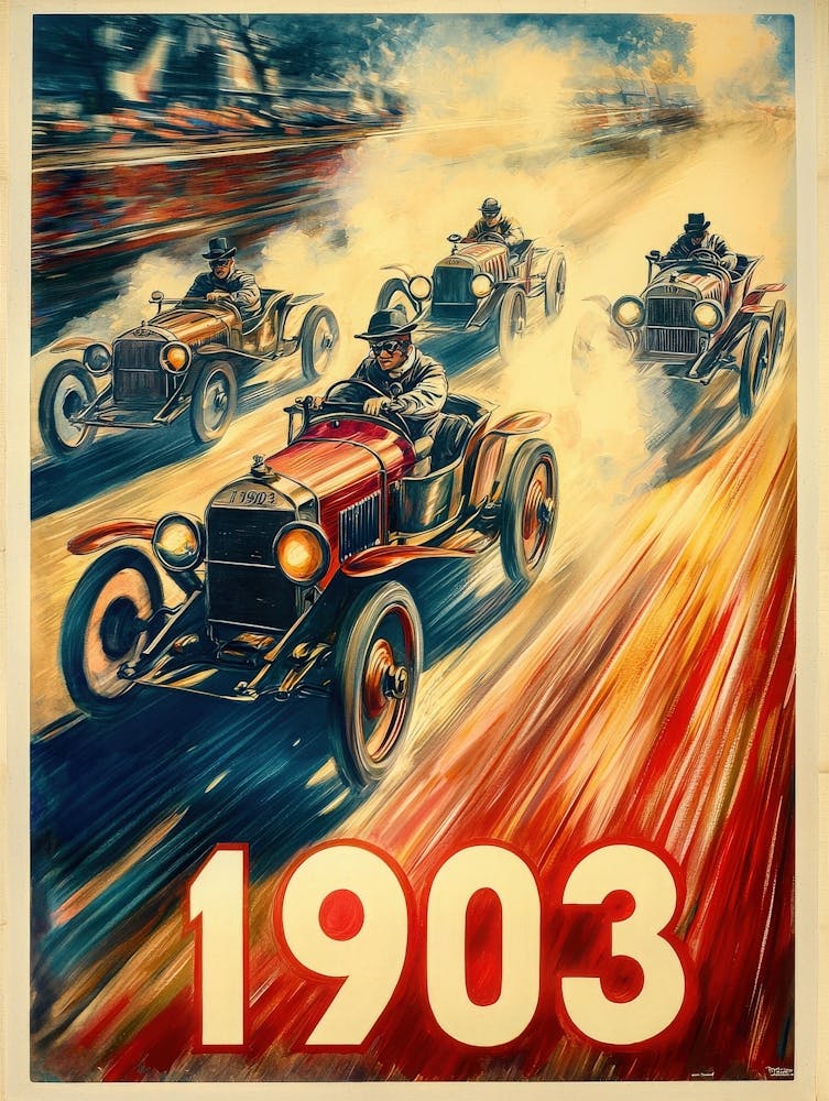 Aihrgdesign A Vintage Travel Poster Of An Early 1903 Automobi 7db021d2 F00b 402f Af4b A2b3c2536a0d 3