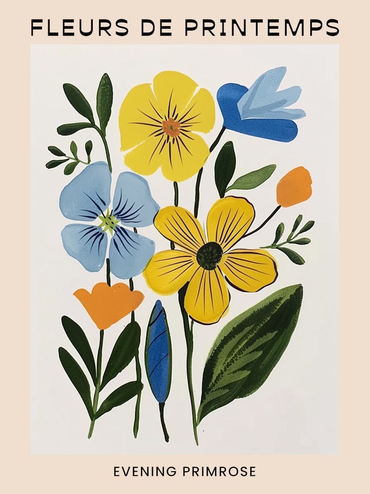 Spring Floral French Poster  Evening Primrose 3