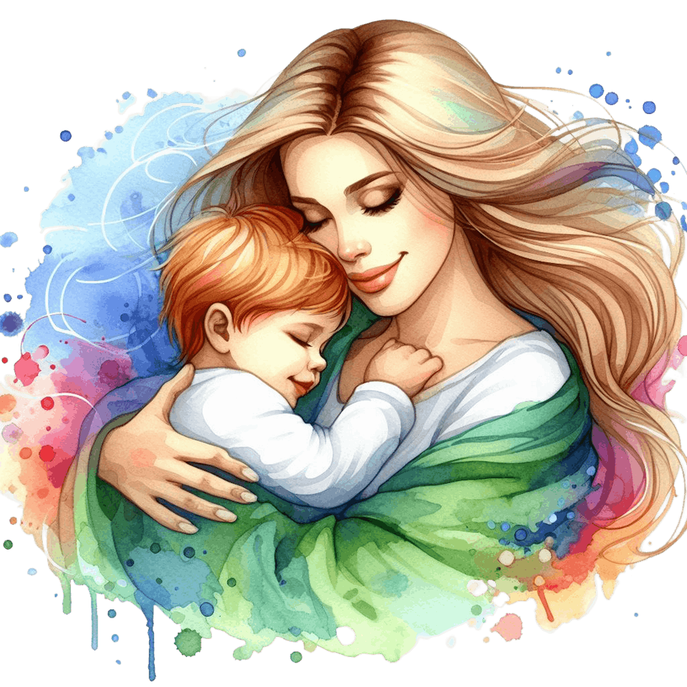 Mother And Child - Watercolor Mothers Day